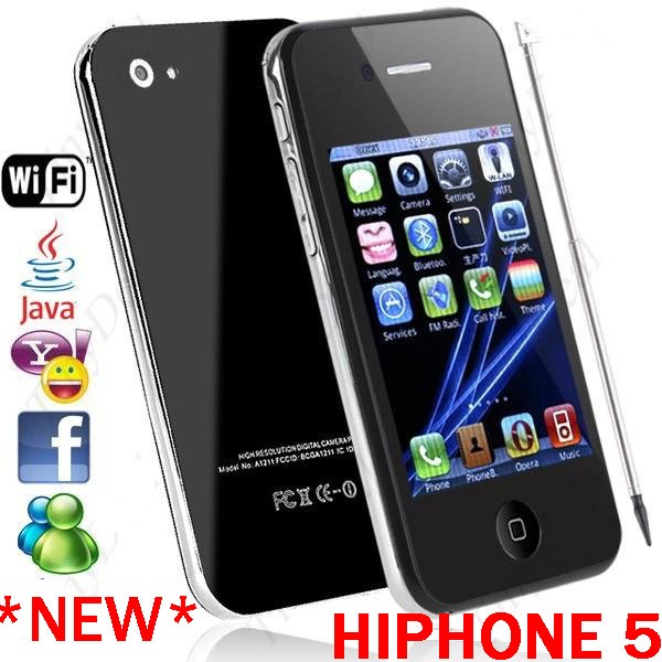 Cheap Hiphone 5 3.5 inch touch screen HD WIFI DUAL SIM DUAL CAMERA MP3 MP4 RADIO BLUETOOTH JAVA TV Phone