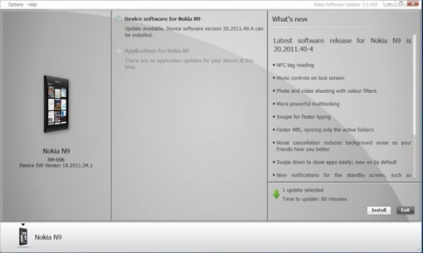 ผู้ที่เป็นเจ้าของ Nokia N9 สามารถอัพเดท Firmware ล่าสุด PR1.1 ผ่านทาง Nokia Software Updater บน คอมพิวเตอร์ได้แล้ว