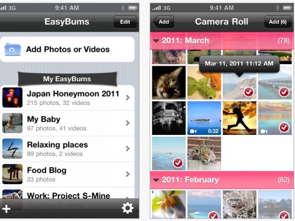 Appfree!! มาจัดรูปและวีดีโอลงอัลบั้มได้อย่างง่ายๆด้วย EasyBums แจกฟรีบน iPhone