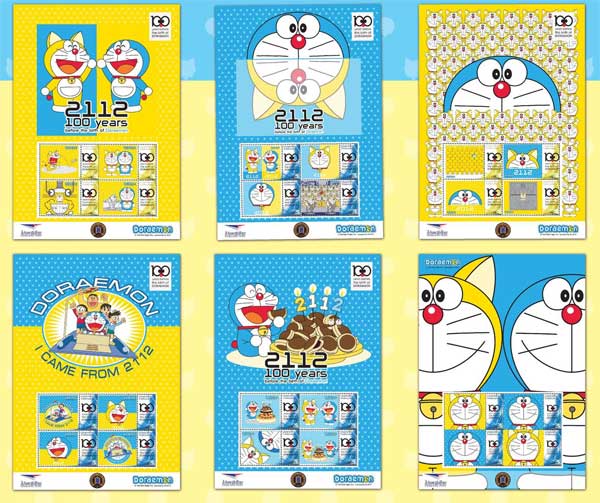ไปรษณีย์ไทยจำหน่ายแสตมป์ชุดนับถอยหลัง 100 ปีก่อนวันเกิดโดราเอมอน 2112