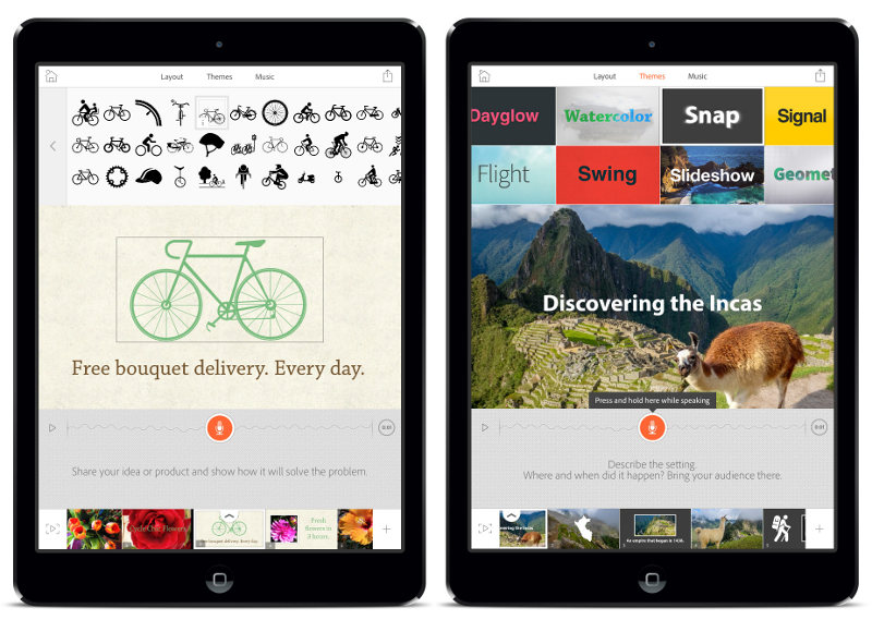 อะโดบีเปิดตัวแอพใหม่ Adobe Voice สำหรับ iPad รวมเสียง กราฟิก ภาพถ่าย และภาพยนตร์ ให้เป็นคลิปได้ในไม่กี่นาที