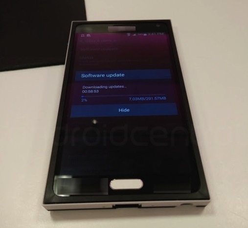 หลุดอีกนิดภาพ Samsung Galaxy Note 4 ที่กำลังอัพเดทซอฟแวร์พร้อมภาพสกรีนช็อต