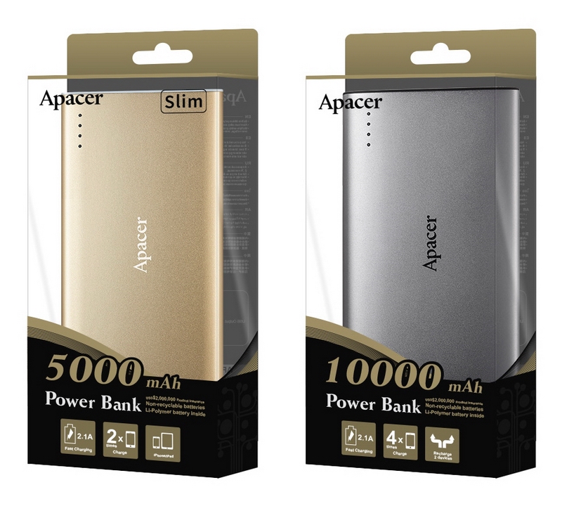 Apacer ภูมิใจนำเสนอ เพาเวอร์แบงค์ B510, B520 ที่มาพร้อมความทนทาน บางเบาความจุ 5000mAh และ 10,000mAh