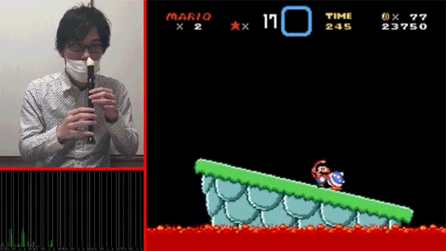 เหลือเชื่อ!! หนุ่มญี่ปุ่นโชว์เล่นเกม Super Mario World ด้วยการเป่าขลุยทางจมูก (ชมคลิป)