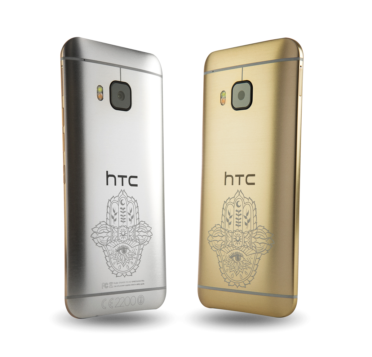 HTC ONE M9 INK GOLD HANDSET AND SILVER HANDSET LOW RES