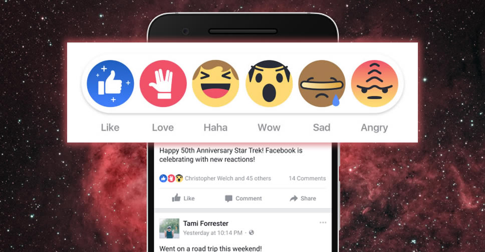 Facebook นำเสนอปุ่ม Reactions ใหม่ ร่วมฉลองนิยายไซไฟ Star Trek ครบรอบ 50 ปี