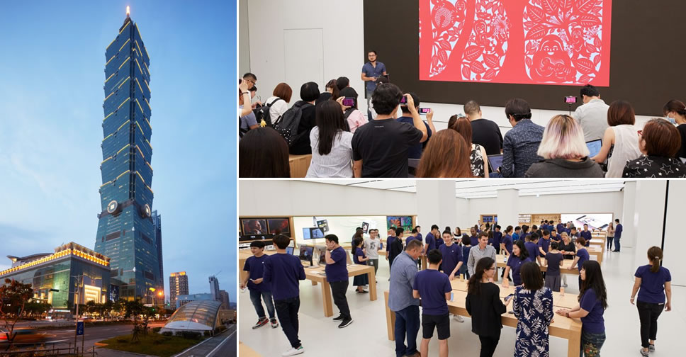 Apple แชร์ภาพถ่ายอาคารสูง Taipei 101 ซึ่งเป็นแหล่งที่ตั้งร้านค้าปลีกสาขาแรกในไต้หวัน พร้อมให้บริการ 1 กรกฎาคมนี้