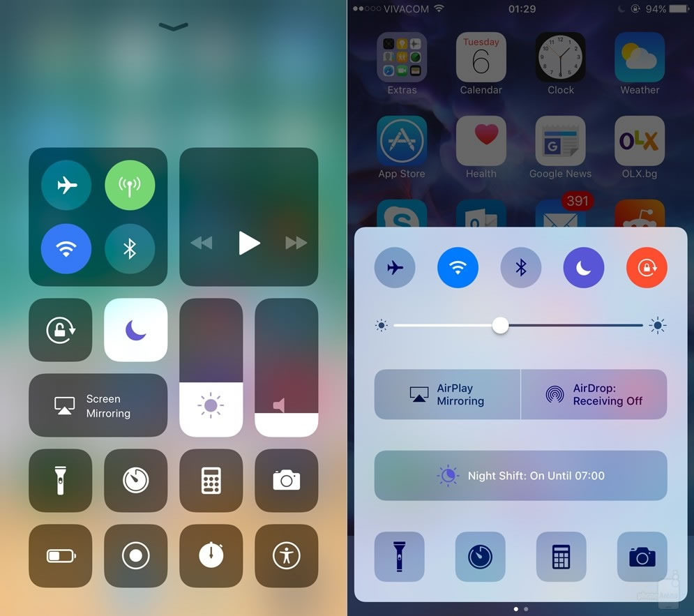 ios11-vs-ios10-Control-Center