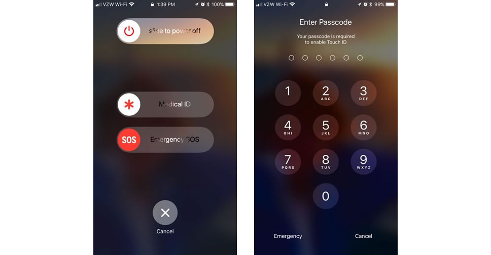 ฟีเจอร์ Emergency SOS ใน iOS 11 จะปิดการป้องกันด้วย Touch ID และ Passcode