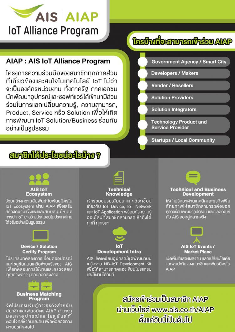 AIS ย้ำวิสัยทัศน์ยกระดับสู่ไทยแลนด์ 4.0 ประกาศเปิดตัว 3 แพลตฟอร์ม IoT, VDO,VR เปิดโอกาสใหม่ในการขายคอนเทนต์ของศิลปินไทย สร้าง IoT Ecosystem หนุนอุตสาหกรรมดิจิทัล