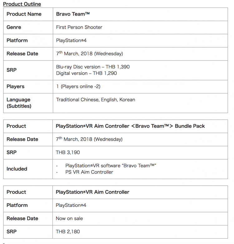 เกม PlayStation VR “Bravo Team” เตรียมวางจำหน่าย 7 มีนาคม ศกนี้ ทั้งแบบดิจิตอลดาวน์โหลด และแผ่นบลูเรย์