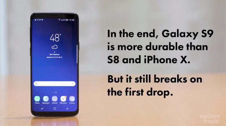 ผลทดสอบ Drop Test ของ Galaxy S9 และ S9+ ชนะ iPhone X แต่ยังเสี่ยงต่อความเสียหายอย่างรุนแรง