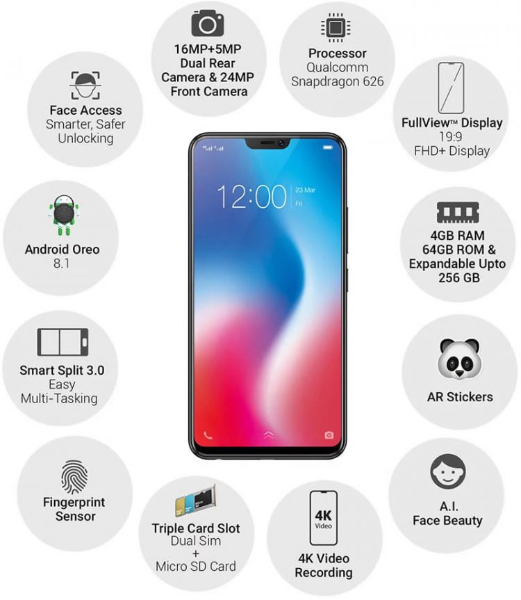 เผยสเปก Vivo V9 ก่อนเปิดตัว 22 มีนาคมนี้ มาพร้อม AR Stickers จอแสดงผล 19:9 กล้องคู่หลัง