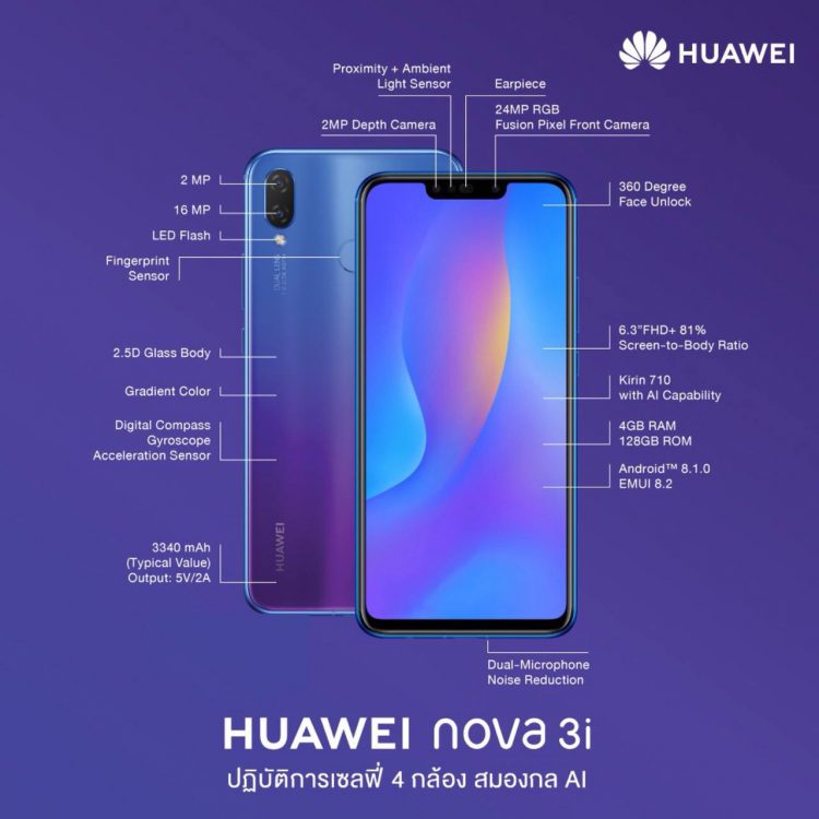 Huawei เปิดตัว Nova 3 และ Nova 3i ในไทย พร้อมเผยราคา ของแถม และกำหนดการวางจำหน่าย