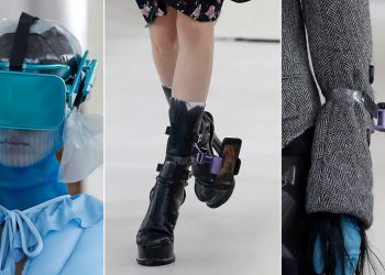 ขาจับ iPhone สำหรับข้อเท้า และ VR Headset กลายเป็นอุปกรณ์เสริมสุดฮิปบนแฟชั่นโชว์ในปารีส