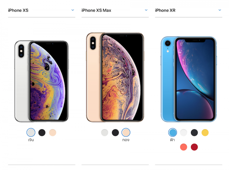 เปรียบเทียบความแตกต่างระหว่าง iPhone Xs , iPhone Xs Max และ iPhone Xr