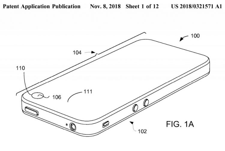 iPhone ในอนาคต อาจถูกเจาะรูไว้ที่มุมบนจอแสดงผล เพื่อฝังกล้องเซลฟี่ อ้างอิงจากสิทธิบัตรของ Apple
