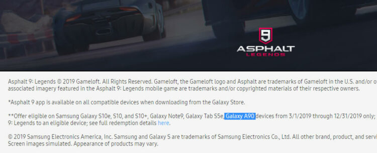 Samsung Galaxy A90 เหมาะกับการเล่นเกม ยืนยันโดยเว็บไซต์ทางการของ Samsung ในสหรัฐอเมริกา