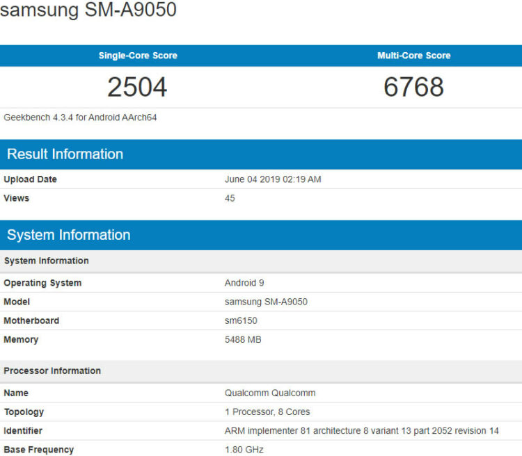 Samsung Galaxy A90 ได้รับการทดสอบบนแอพ Geekbench ใช้ชิป Snapdragon 675 แรม 6GB