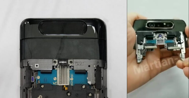 มากันว่ากลไกที่ทำให้กล้อง Samsung Galaxy A80 ถูกยกขึ้นแล้วพลิกหมุนได้เป็นอย่างไร (ชมคลิป)