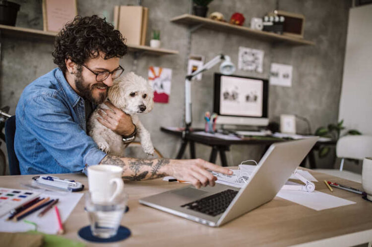 Handsome Young Man Working In Comfort of His Home