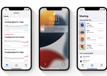 iOS 15 จะช่วยให้ผู้ใช้ iPhone และ Apple Watch แชร์ข้อมูลสุขภาพครอบครัวหรือเครือข่ายผู้ให้บริการด้านสุขภาพ ดูแนวโน้ม และวัดความมั่นคงในการเดิน ของตนเองได้
