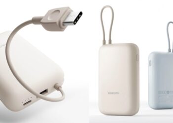 Xiaomi Power Bank 10000mAh Pocket Edition ชาร์จอุปกรณ์ได้ 3 เครื่องพร้อมกัน มีสายชาร์จในตัว ราคาราว 690 บาท