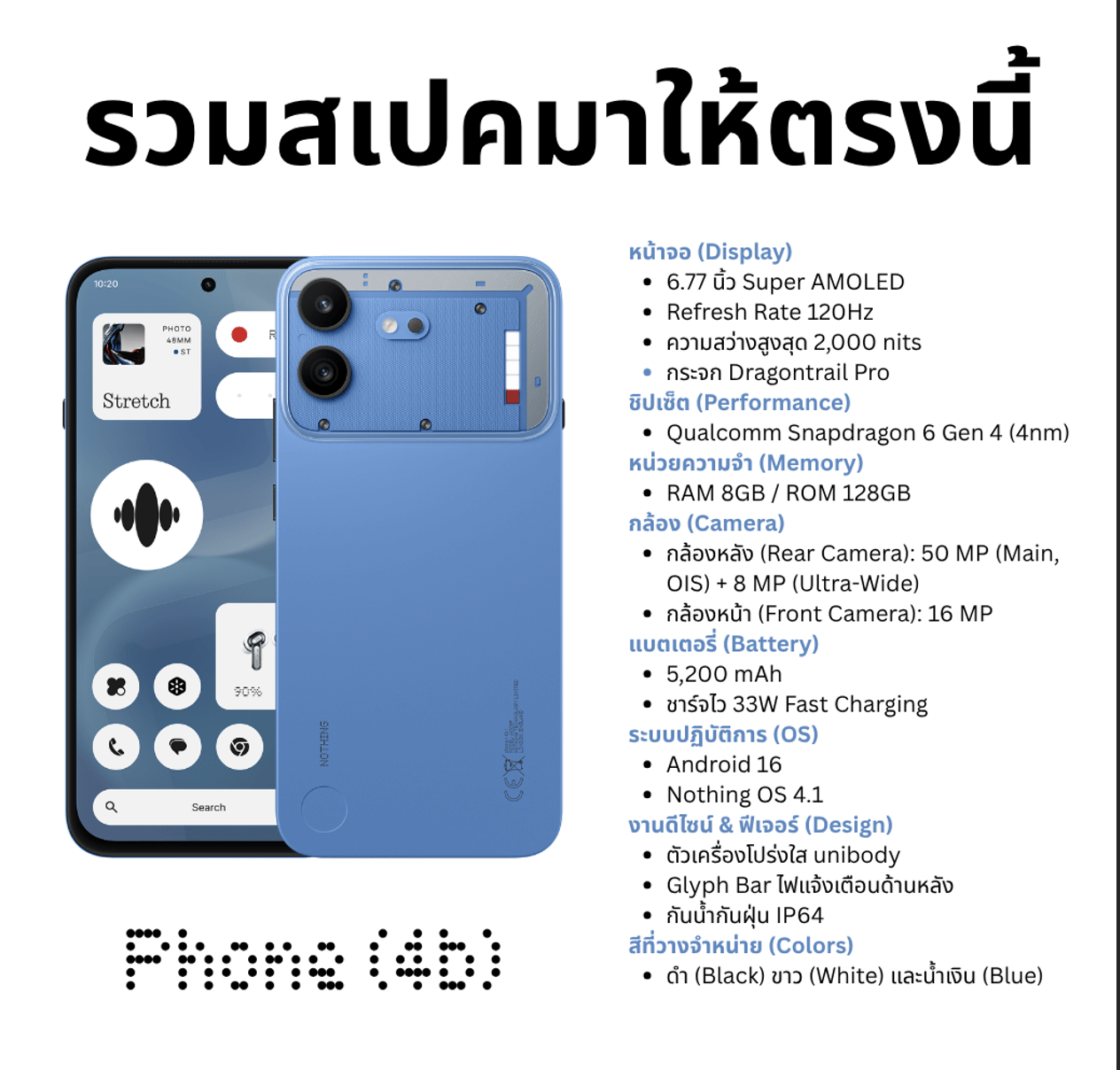 Nothing Phone (4b) มือถือดีไซน์แหวกแนวพร้อมวางจำหน่ายทั่วประเทศแล้ววันนี้