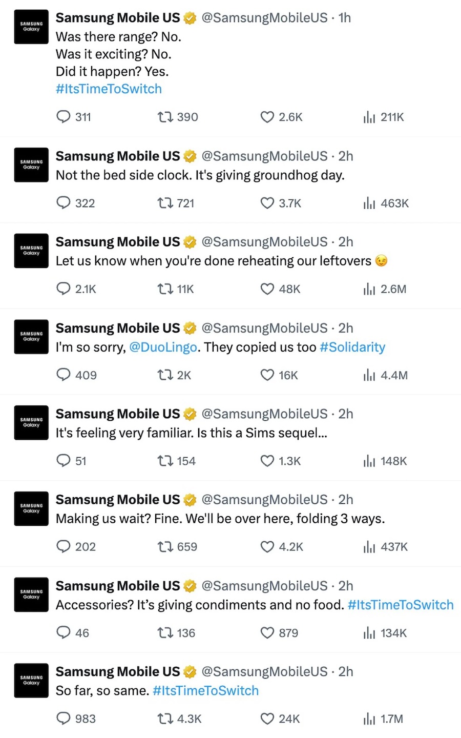 Samsung ใส่ใจ iPhone Duo มากเกินไป โพสต์เหน็บรัวๆ