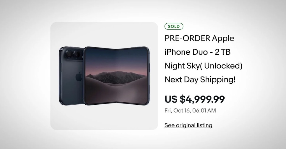 iPhone Duo ถูกนำมาขายต่อบน eBay โก่งราคาถึง 167,000 บาท