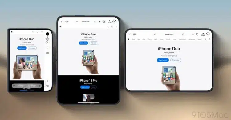 Apple กำลังหาแนวทางปรับแต่ง Safari บนหน้าจอด้านนอกของ iPhone Duo ที่ให้มุมมองแคบ