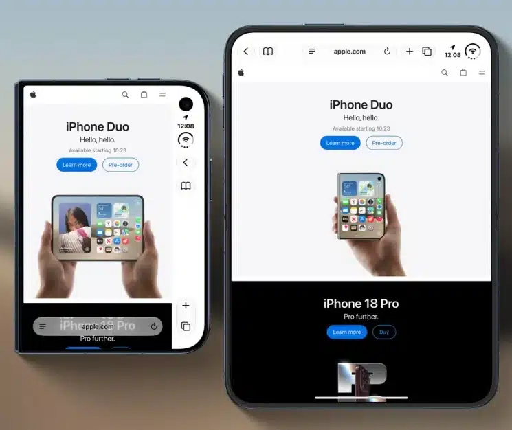Apple กำลังหาแนวทางปรับแต่ง Safari บนหน้าจอด้านนอกของ iPhone Duo ที่ให้มุมมองแคบ