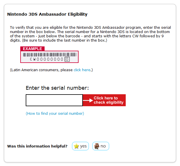 ตรวจสอบสิทธิ Ambassador ของ Nintendo 3DS ได้ง่ายๆ เพียงปลายนิ้วคลิก