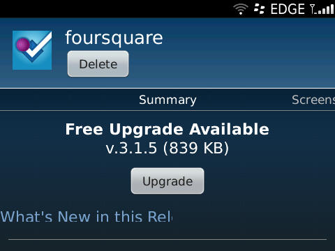Foursquare สำหรับ BlackBerry อัพเดทเวอร์ชั่นล่าสุด 3.1.5