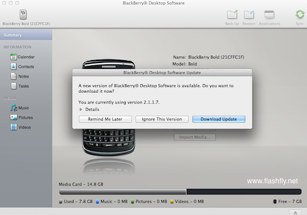 BlackBerry Desktop Software สำหรับ Mac อัพเดทเวอร์ชั่น v2.1.2 รองรับสมาร์ทโฟนรุ่นใหม่