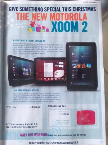 เผยข้อมูล Motorola XOOM 2 หน้าจอ 8.2นิ้ว วางจำหน่ายปลายปีราคา 17,500 บาท