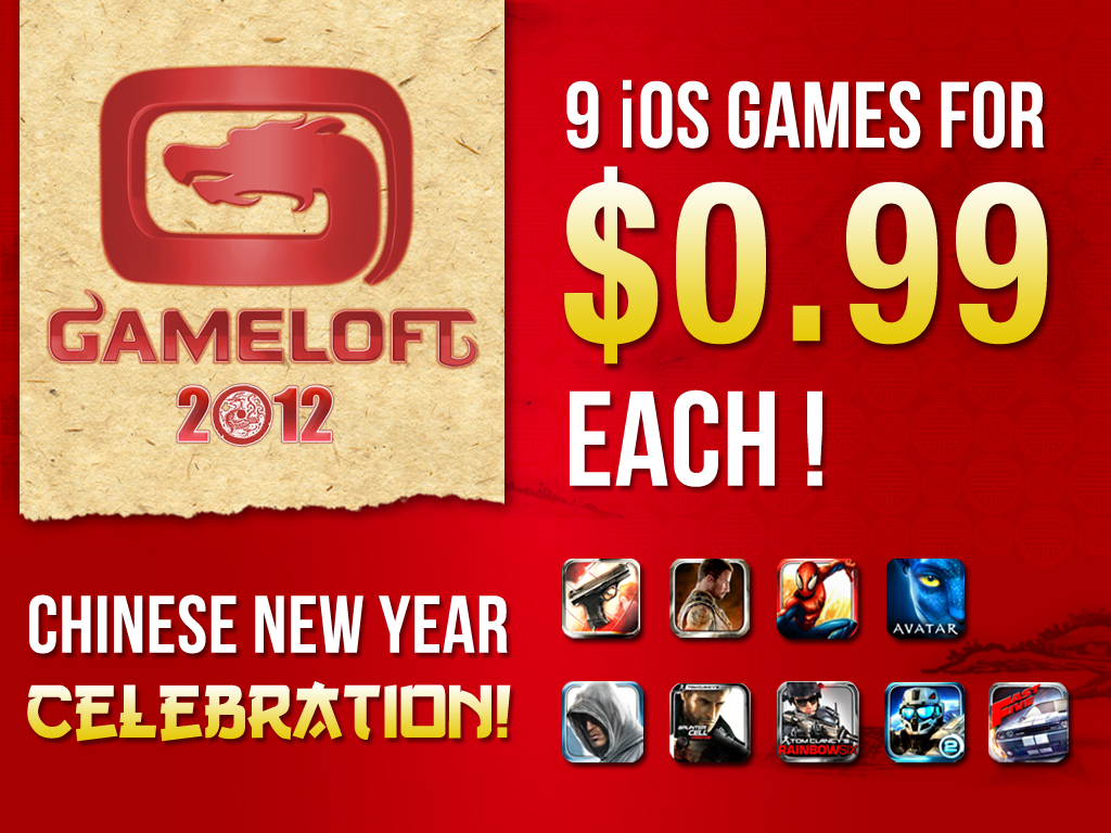 Gameloft ฉลองตรุษจีนหั่นราคา 9 เกมดังบน iPhone และ iPad เหลือ $0.99!!