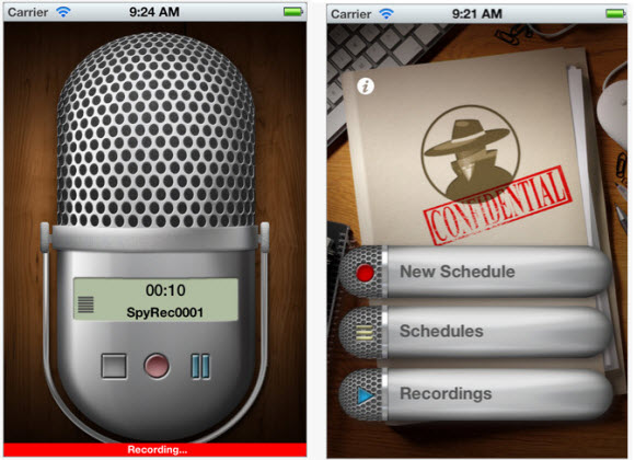 Appfree!! เปลี่ยน iPhone เป็นเครื่องบันทึกเสียงด้วย The Spy Recorder