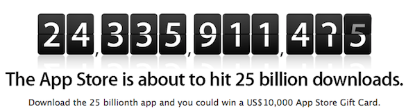 Apple นับถอยหลังยอดดาวน์โหลดบน App Store ครบ 2 หมื่น 5 พันล้านดาวน์โหลด แจก Gift Card กว่า 3 แสนบาท