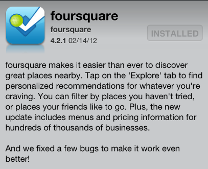 foursquare บน iPhone อัพเดทเวอร์ชั่นใหม่ 4.2.1 ปรับปรุงฟังก์ชั่น Explore พร้อมแก้ไขบัคต่างๆ