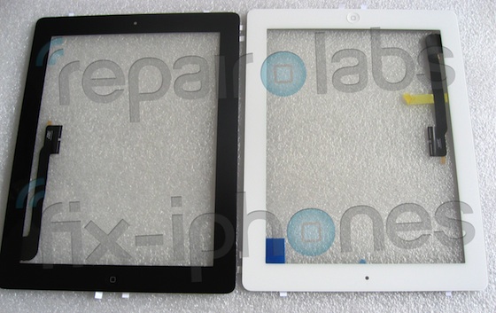 เผยภาพชิ้นส่วนด้านหน้าของ iPad 3 ยังคงมีสีขาว,ดำและปุ่ม Home ยังอยู่