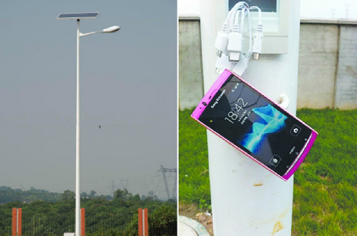 จีนผุดไอเดียบรรเจิด ชาร์ตแบตมือถือที่เสาไฟฟ้าข้างถนนได้