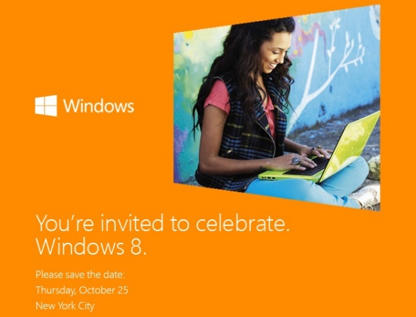 Microsoft ร่อนจดหมายเชิญสื่อร่วมงานเปิดตัว Windows 8 ในวันที่ 25 ตุลาคมนี้