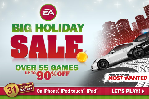 EA Mobile จัดโปรลดราคาเกมบน iPhone และ iPad ต้อนรับปีใหม่เหลือเพียง 0.99$ ทุกเกม ถึง 4 มกราคม 2556 เท่านั้น