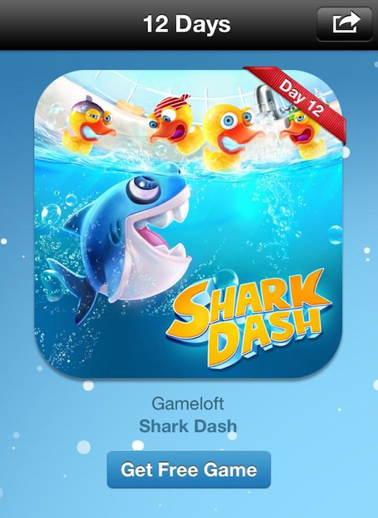 Apple แจกฟรีเกม Shark Dash สงครามอ่างอาบน้ำ ส่งท้ายสำหรับ iPhone และ iPad (12 Days of Gifts)