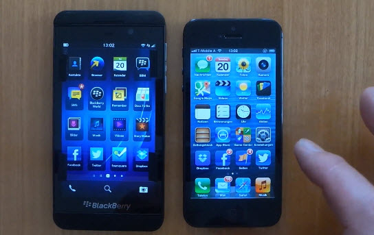เปรียบเทียบการใช้งานระหว่าง BlackBerry Z10 และ iPhone 5 แบบตัวต่อตัว (ชมคลิป)