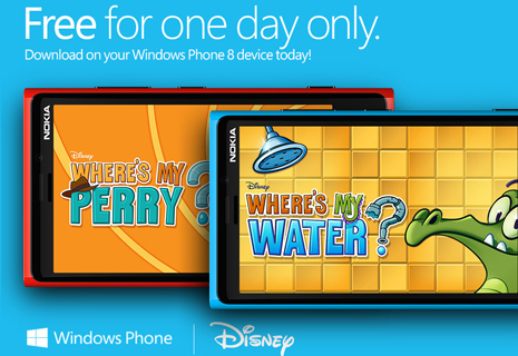 ด่วน!! เกมดัง Where’s My Water? และ เกม Where’s My Perry? แจกฟรีวันเดียวเท่านั้น สำหรับ Nokia Lumia 920 และ Lumia 820