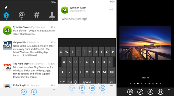 Twitter สำหรับ Nokia Lumia อัพเดทเเวอร์ชั่น 2.1 เพิ่มฟิลเตอร์แต่งภาพและแสดงภาพเคลื่อนไหวจากแอพ Vine ได้แล้ว