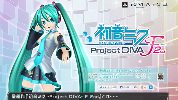 Sega เปิดออฟฟิเชียลไซต์ Hatsune Miku Project Diva F 2nd พร้อมเผยข้อมูลในเกมบางส่วน