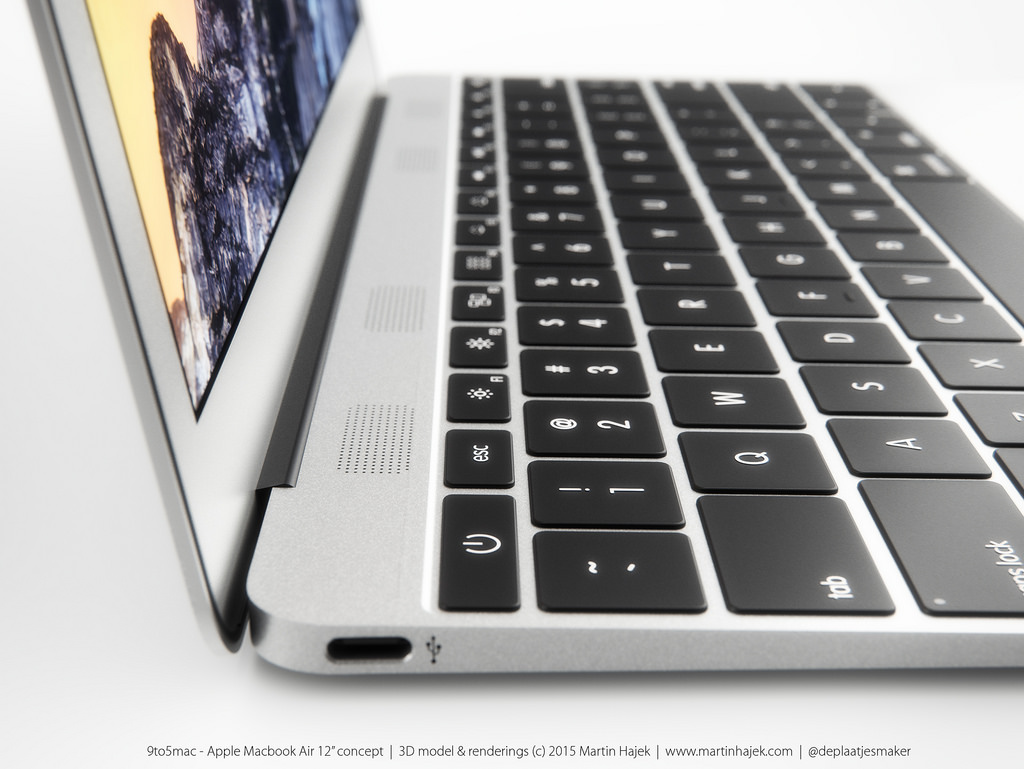 ชมภาพคอนเซป MacBook Air ปี 2015 หน้าจอ 12 นิ้วสุดบางมาพร้อมสีทอง,สีเงินและสีเทาสเปซเกรย์